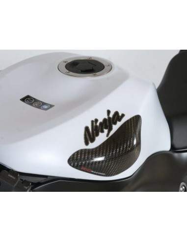 Sliders serbatoio in carbonio, finitura lucida, Kawasaki ZX-6R '09- / ZX-10R '08-'10 (both with "Ninja" graphic on fuel tank) R&